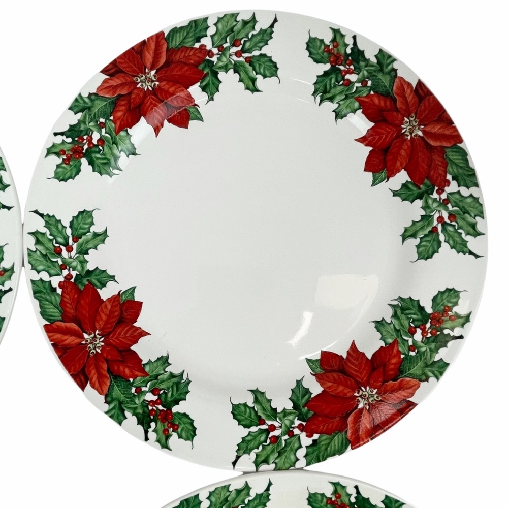 Hallmark Red Poinsettia Holiday 10.5 Dinner Plate - Picture 6 of 8